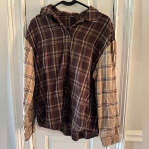 SHIEN Plaid Long Sleeve Shirt